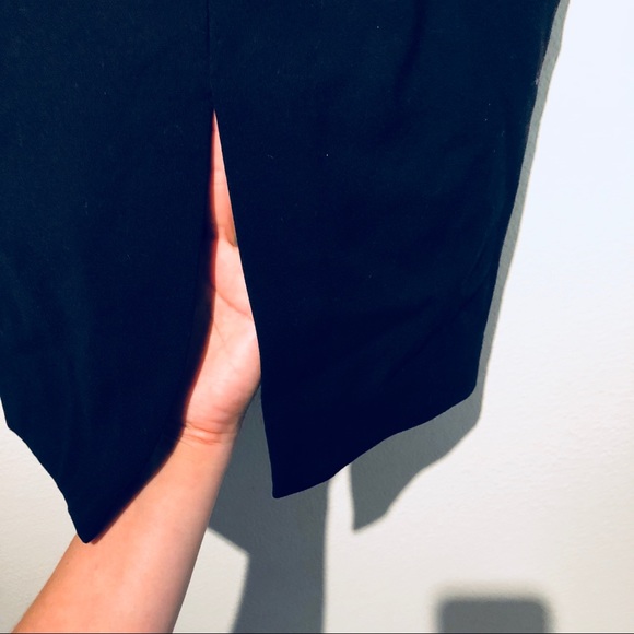 Black Pencil Skirt w/ Front Center Slit - Picture 3 of 3